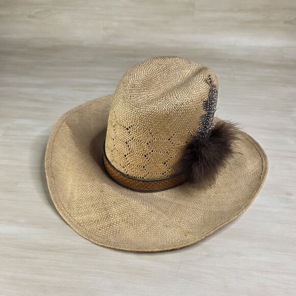 Vintage Stetson Roadrunner Bryantcote Straw Cowboy Hat Size 7 Read - Picture 4 of 13